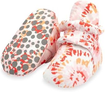 Zutano Unisex Organic Cotton Baby Booties With Gripper Soles, Tie Dye Coral, 12 Months Infant