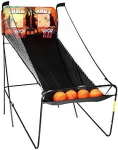 Hathaway Sure Shot 81-in Dual Basketball Arcade Game for Game Room - with LED Scoring, Foldable Indoor Basketball Game Design, Steel Frame, 8 Game Modes, Pump & Dual Hoops - Orange/Black Finish