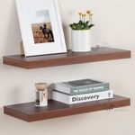 ANTICO WOODENIA® Wooden Floating Wall Shelf| Wall Mount| Wall Rack| Wall Bracket for Home and Office Decor | Big Mounted Cabinets (XX-Large (24x8 inches), Set of 2, Walnut Finish)