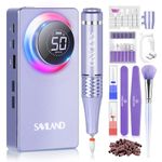 Saviland 50000 RPM Electric Nail Drill Kit - 6000mAH Electric Nail File with Unique Ambiance Light for Acrylic Nails with 13 Nail Drill Bits Nail File Nail Buffer for Nails Manicure and Pedicure Kit