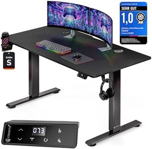 Casaria® Höhenverstellbarer Gaming Schreibtisch elektrisch 120 x 60 cm mit Wireless Charger & USB-C/A Anschluss LCD-Display Memory-Funktion 80 kg belastbar ergonomisch Gamer Carbon Optik