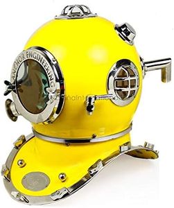 Scuba Diving Nautical Helmet | Maritime Ship's Decorative Helmet | Nagina International (Nickel Yellow, 12 Inches)