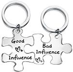 CHOORO Best Friends Keychain Set of 2 BFF Gift Good Influence Bad Influence Friendship Jewelry Gift (Good Influence Bad Influence)