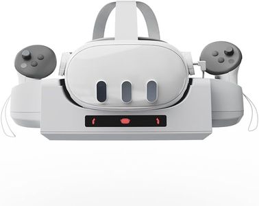 Station d'accueil pour Casque VR pour Meta Quest 3 Support de Charge à Fixation Murale Station d'accueil avec Contact Grip et Support de Rangement pour Casque VR