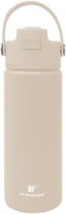 Hydraflow Hybrid - Triple Wall Vacuum Insulated Water Bottle with Flip Straw (17oz, Sand) Stainless Steel Metal Thermos, Reusable Leak Proof BPA-FREE for Sports and Travel