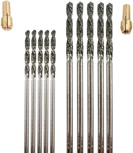Diamond Drill Bit 1.5mm 2mm Set 10 Pcs Jewelry Beach Sea Glass Shells Gemstones 10 Pieces 1.5 and 2 mm 5 ea. Twist Bits Kit Pack by Drilax