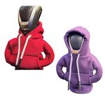 Hoodie Car Gear Shift Cover, 2PCS Universal Gear Shift Hoodie, Funny Knob Hoodie, Car Shifter Hoodie Sweatshirt, Shifter Knob Hoodie Cover, Car Accessories Interior for Most Vehicle Decor Red+Purple