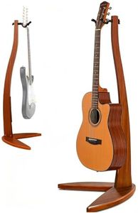 MUSO Guitar Bass Hanger Stand, Solid Wood Bow Holder Mermaid Shaped for Display and Storage, 42 inches Height Anti-scratched and Anti-bump, Deorate Studios, Living room and Stage (Sapele, 1)