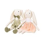 haus & kinder Cotton Lily And Mylo Plush Rag Doll For Boys And Girls, Sleeping Cuddle Baby Soft Doll, White Pink And Green (Pack Of 2)