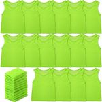 Sintege 24 Pcs Nylon Mesh Scrimmage Team Practice Vests Pinnies Jerseys for Children Youth Sports Basketball Soccer Football (Fluorescent Green)