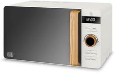 Swan SM22036LWHTN Nordic LED Digital Microwave with Glass Turntable, 6 Power Levels & Defrost Setting, 20L, 800W, White