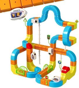 Electric klick Rail Infinity 3D Train Set, Building Stem Toys for Boys Girls, Flexible Race Car Track with Cube & Motorized Train, Gravity-Defying 3D Layout Building Kit, 167 Pcs