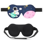 CHEERYMAGIC Kids Sleeping Mask, Kids Eye Masks, 3D Sleep Masks with Adjustable Strap, Space Cartoon Pattern Print Eye Covers Blindfold for Sleeping Night Travel Nap Train Flight A9LTTKYZ (B)