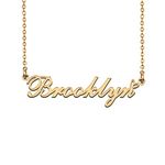 18K Gold Plated Name Necklace Brooklyn for Women Heart Pendant Jewelry Gifts