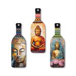 Artvibes Meditating Gautam Buddha Wooden Wall Hanging for Home Decor | Decoration Items for Livingroom | Art Item for Office | Decorative Mdf Wall Hanger Artwork (WH_9507N), (Set of 3)