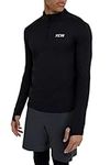 TCA Men's Cloud Fleece 1/4 Zip Thermal Workout Gym Running Top with Zip Pocket and Thumbholes - Black, XL