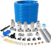 3/4"×100&200&300ft Compressed Air Line Kit for Shop/Garage, Hdpe-Aluminum Rapid Air System Includes Right Angle Fittings and Tee Fittings, Compressed Air Piping System Leak Proof&Easy to Install