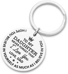 Govind Crafted Inspirational Gifts Keychain to Daughter Birthday Christmas Present Encouragement Keyring to Girls from Mom Dad Never Forget That I Love You Family Pendant Charm