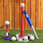 TEMI Kids Baseball Tee, TBall Set for Kids and Toddlers, Includes 6 Balls, Teeball Batting Tee,Pitching Machine, Outdoor Sport Toy Games for Boys & Girls, Kids Ages 3-12 Years