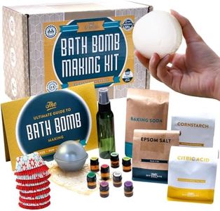 DIY Gift Kits Bath Bomb Making Kit for Kids, Make 12 All Natural Bath Bombs at Home, Made in The USA, 100% Pure, 7 Essential Oils, Epsom Salts, Cupcake Mold Liners, Recipes, Gift Box Included