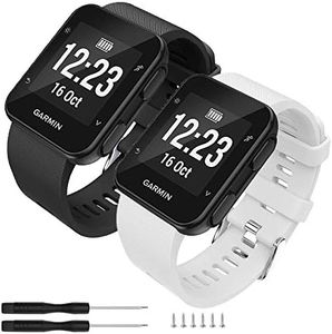 GVFM Band Compatible with Garmin Forerunner 35, Soft Silicone Replacement Watch Band Strap for Garmin Forerunner 35 Smart Watch (2-Black,White)