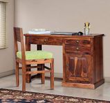 RAAZWOOD Sheesham Wood Contemporary Natural Honey Finish Writing Study Table with Chair for Home and Office (Honey Finish)