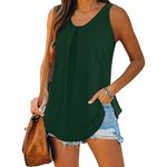 iChunhua Women Summer Plain Crew Neck Sleeveless Loose Fit Vest Tank Tops Green Large