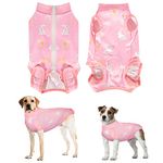 Lukovee Dog Surgery Recovery Suit, Dog Cone E-Collar Alternative After Surgery with Zipper, Pet Recovery Shirt Dog Abdominal Wounds Bandages Preventing Licking Spay Suit for Female Male Dog (PI,S)