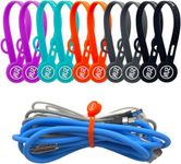 SUNFICON Cable Clips Magnetic Cord Organizers 10 PCS Upgraded Long Cable Strap Silicone Twist Tie Home Appliance Headphone Cord Holder Manager Bookmark Whiteboard Fridge Magnet Keychain