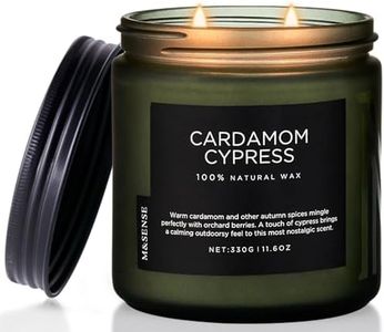 M&SENSE Cardamon & Cypress 2 Cotton Wick Jar Candle, 11.6oz Soy Wax, 70 Hours Burn Time Clean Non Toxic, Autumn Fragrance Candle for Home Decor, Fall Scented for Holiday