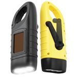 Simpeak 2-Pack Hand Crank Solar Powered Flashlight, Emergency Rechargeable LED Flashlight, Survival Flashlight, Quick Snap Carbiner Dynamo Flashlight Torch for Outdoor Sports, Black&Yellow