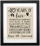 40 Years of Love Burlap Print with Frame, Gifts for Parents 40th Anniversary, 40th Wedding Anniversary, Golden Anniversary, Happy 40th Anniversary Decoration, Gifts for Grandparents, Grandpa & Grandma