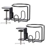 LEKUSHA Large Desk Cup Holder, Clip On Table Cup Holder, Anti-Spill Cup Holder for Lawn Chair, Horizontal or Vertical Mount, Pack of 2, Black