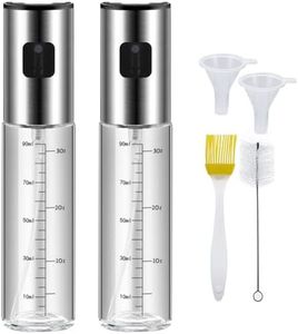 Wesoke 2 Pack Oil Spray Bottle, 100ml Small Olive Oil Sprayer Mister Spritzer with 1 Oil Brush & 1 Cleaning Brush & 2 Funnels for Kitchen Cooking, BBQ, Salad, Air Fryer, Roasting