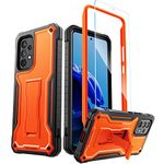 ExoGuard Shockproof Case Compatible with Samsung A53 5G 6.5", Full Body Protective Case with Screen Protector and Kickstand, Hard PC Back Sturdy Edge and Reinforced Corner, Orange