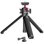 MT-16 Extendable Phone Camera Tripod, 4 Levels Adjustment 360° Ball Head Cold Shoe Lightweight Portable Vlog Travel Selfie Stick Handle Grip Desktop Webcam Tripod for iPhone DSLR Sony Gopro