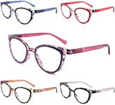 Yuluki 5 Pack Reading Glasses Blue Light Blocking,Fashion Womens Readers 2.25 Spring Hinge,Computer Eyeglasses Ladies Anti Glare