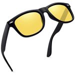 Joopin Night Driving Glasses Women Men, Square Night Vision Glasses for Men Anti Glare Yellow Glasses for Driving UV Protection(Matte Black Frame Yellow Lens)