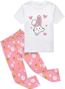 WangChao Easter Pajamas Sets Cute Easter Short Sleeve Pjs Sleepwear Festival Party Jammies Set Pink