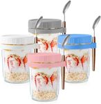 4 Pack Overnight Oats Containers with Lids and Spoons, 350ml Glass Mason Jars for Overnight Oats, Large Capacity Airtight Jars for Milk, Cereal, Fruit (350ml)