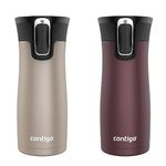 Contigo West Loop 2.0 Leak-Proof Spill-Proof Insulated Stainless Steel Travel Mug, 16oz., 2 Pack, Brown Sugar & Chocolate Truffle Metallic