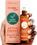 Gya Labs Active Energy Essential Oil Roll on - Blended with Energizing Lemon, Refreshing Peppermint Oil - 100% Pure and Natural Aromatherapy Oils, Stimulate The Senses, Travel Size (0.34 Fl Oz)