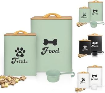 Dekosilave Dog Treat Container 2PCS, Dog Food Storage Container with Lids Airtight, Dog Treat Jars for Kitchen Counter-7+3Lbs (Saga Green)