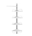 SONGMICS Adjustable Bathroom Corner Shelf, Telescopic Shower Caddy, 95-300 cm, Floor to Ceiling, with Stainless Steel Frame, 4 Trays, 3 Hooks, 1 Towel Bar, White and Silver BCB02SW