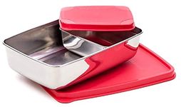 Signoraware Stainless Steel Compact Small Steel Lunch Box (150ml+550ml Compartments with Airtight Lid, Set of 2 | Red)