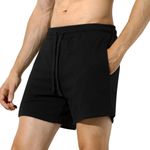 Arjen Kroos Men's Workout Cotton Shorts 5 Inch Casual Athletic Gym Stretch Short with Pockets Black