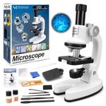 deAO Kids Microscope, Portable Microscope Kit with LED Light and Mobile Phone Holder, Kids Beginner Microscope Educational Toys Science Kit Toy for Kids