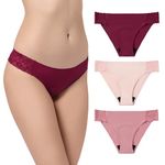 OEIOEI Period Underwear for Women Lace Leakproof Menstrual Panties Light & Fresh 3 Pack(Carnation,Large)