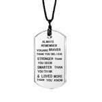 lauhonmin Always Remember You are Braver/Stronger/Smarter Than You Think Pendant Necklace Family Friend Gift Unisex (Black Words Transparent Crystal)