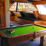 Wellmet 3-Lights Pool Table Lamp with Tiffany-Style Shade for 7' 8' 9' Table, 43.3” Vintage Billiards Light Fixtures Ceiling for Man Cave Club Bar Game Game Room